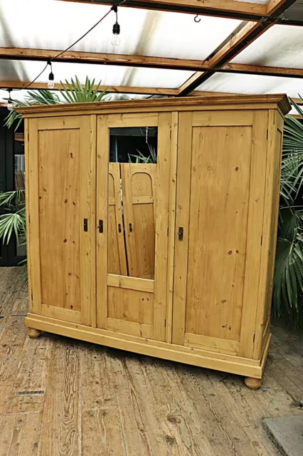 💕 Megadrobe! WOW! Old Antique Pine Triple Knock Down Combination Wardrobe 💕