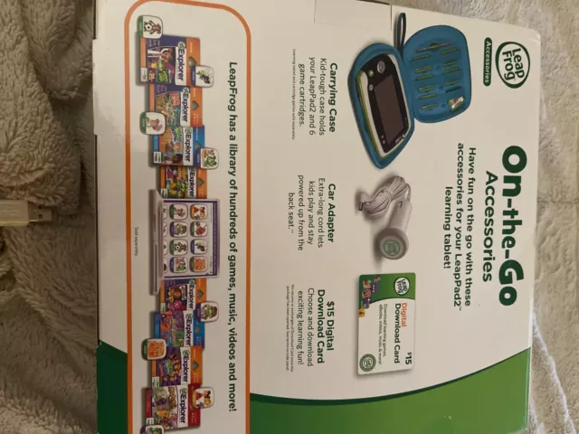 Leapfrog LeaPad 2 Accessories On-The-go Bundle NIB Case Car Adapter $15 Card 2