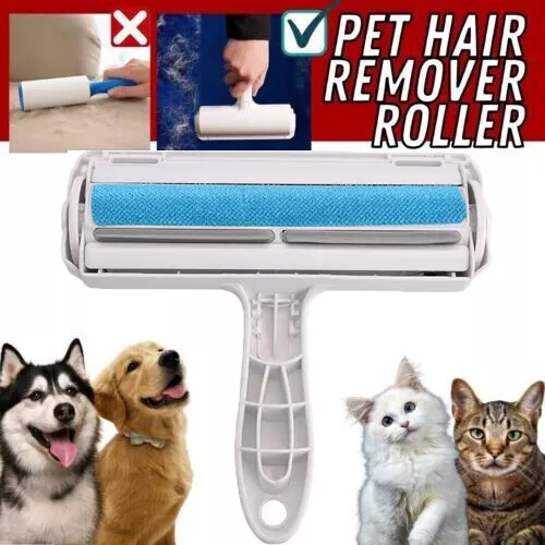Pet Hair Lint Remover Reusable Dog Cat Roller Cleaning Brush Sofa Clothes Blue
