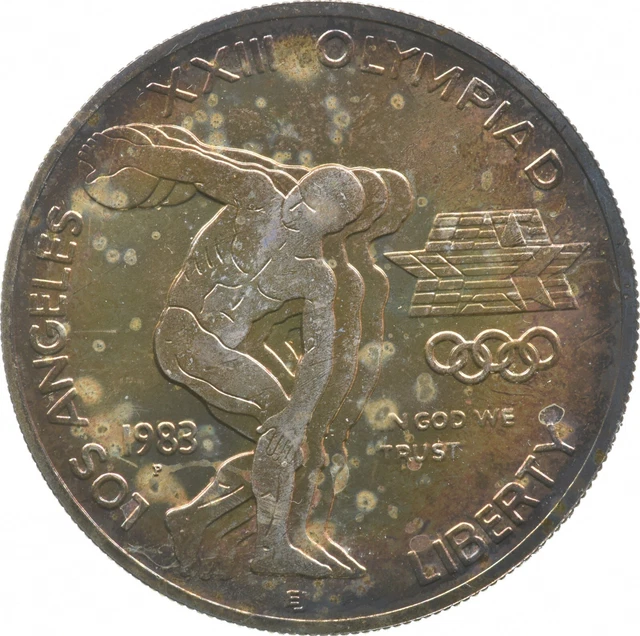 SILVER 1983-P Los Angeles Olympics Commemorative US $1 90% Collectible *604