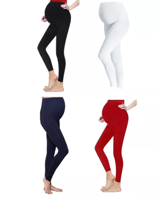 New Ladies Cotton Rich Maternity Comfy Full Ankle Length Leggings
