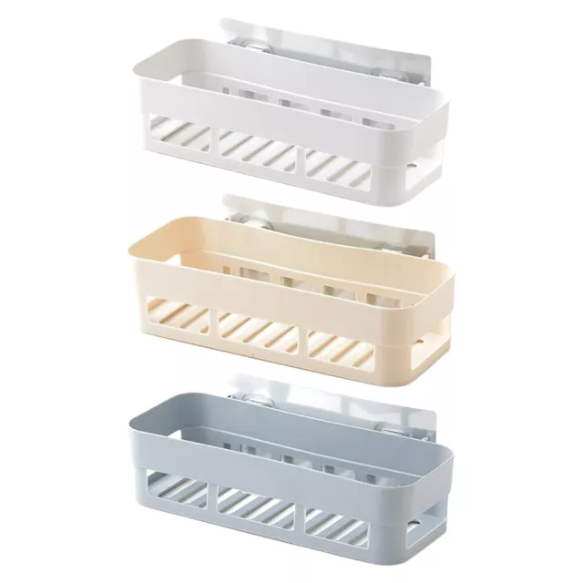 Plastic Shower Caddy Bathroom Kitchen Self-adhesive Wall Mount Shelf Basket for
