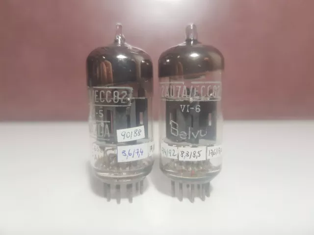 12Au7/Ecc82 Match Pair Mazda Copper Anodes O Getter Dgtstd + Tv7D/U