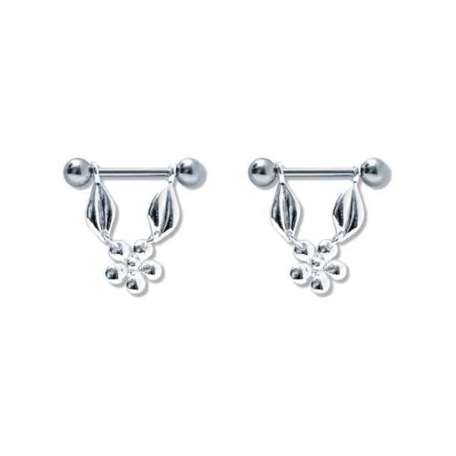 Pair of Steel Barbell w/Nipple Shields Rings, 14 Gauge-111