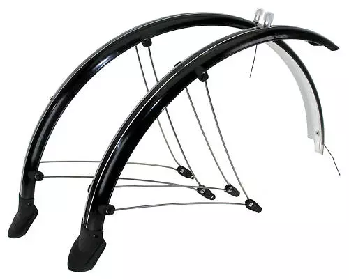 Fahrrad Schutzblech Set 28 Zoll mit Kontaktstreifen 45 mm Breit , Schwarz