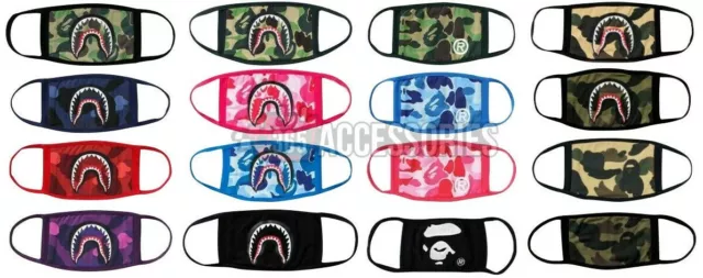 2 x Bape Face Mask Shark teeth A Bathing Ape ABC Camo Mouth Muffle USA  Seller
