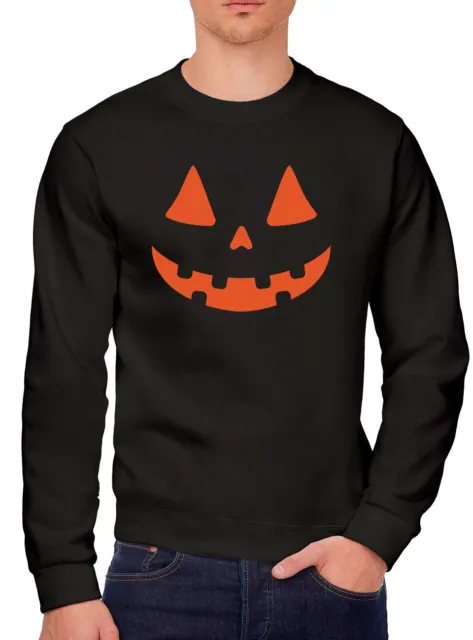 Pumpkin Face Mens Sweatshirt Halloween Party Trick Treat Carving Jack O Lantern