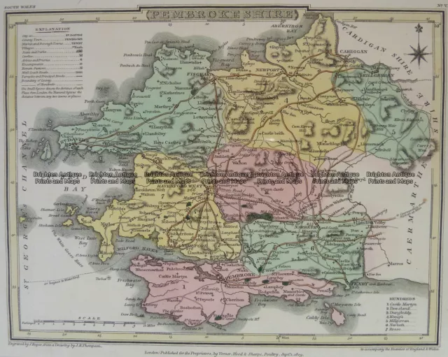 Antique Map 4-199 Wales Pembrokeshire by J Roper c.1809