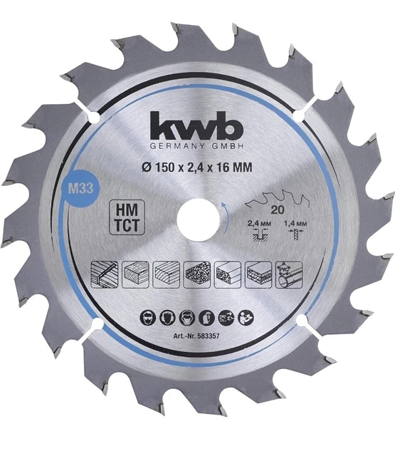 Kwb 583357 Piastre a chip foglia circolare per motosega, legno/legno duro, 150 x 16 mm, Pulibile...