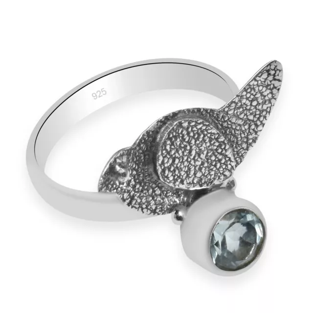 Blue Topaz Gemstone 925 Sterling Silver Sparrow Bird Ring For Women KR-186