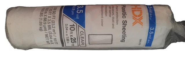 HDX 3.5mil Black Plastic Sheeting 10ft x 25ft Brand New