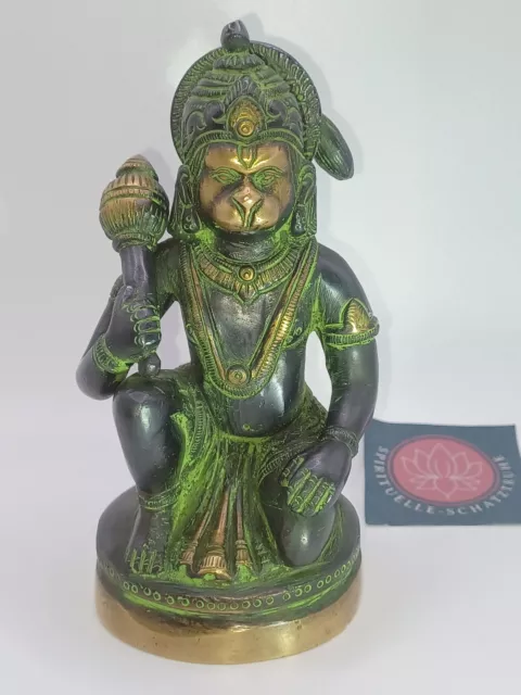 Hanuman 13 cm 900g Messing Nepali Antik Finish Statue Skulptur Affenkönig Figur