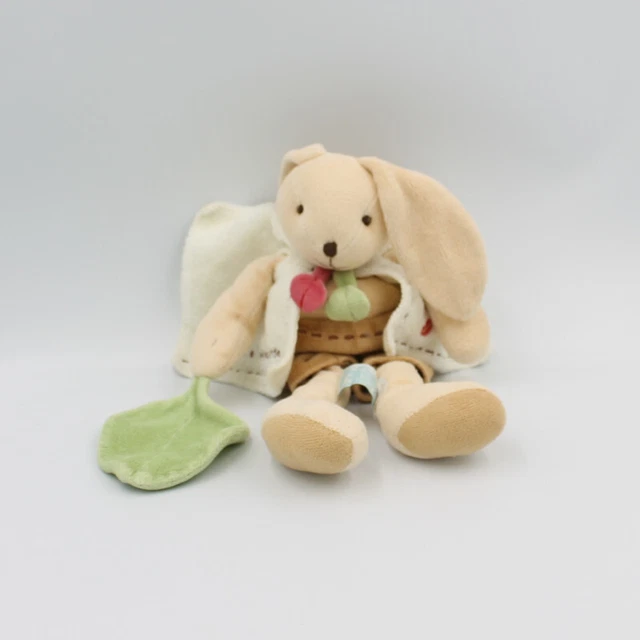 Doudou et compagnie lapin Pim marron blanc fourmi feuille verte - 7931