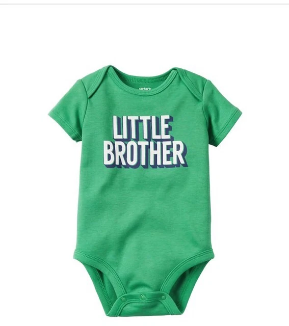 Carters Infant 3 Month Baby Boy Little Brother Short Sleeve Bodysuit NWT Green