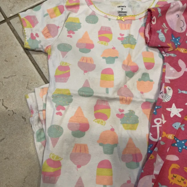 Girls 2 Pack short Sleeve And Pants Pjs Size 7 pre-owned. Carters. 2