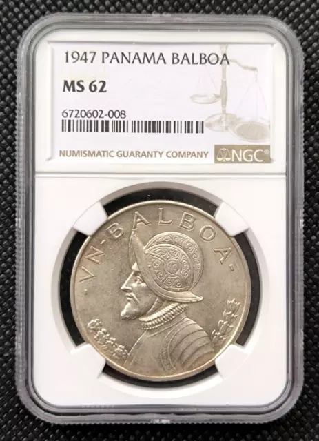 1947 PANAMA SILVER Coin 1 Balboa Ngc Ms 62 $80.00 - PicClick