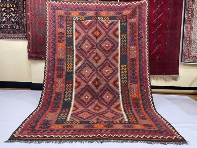 Afghan Flatweave Handmade Wool Geometric Ghalmoori Turkmen Tribal Bedroom Rug