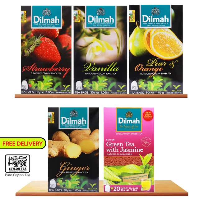 CEYLON FLAVORED DILMAH Tea Bags Stawberry Vanilla Orange Ginger