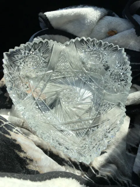 Unusual  Vintage  Cut Lead Crystal Bowl