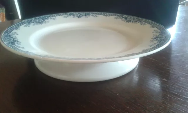 Ancienne ASSIETTE MONTEE biscuits faïence St AMAND bleue "Floral" occasion