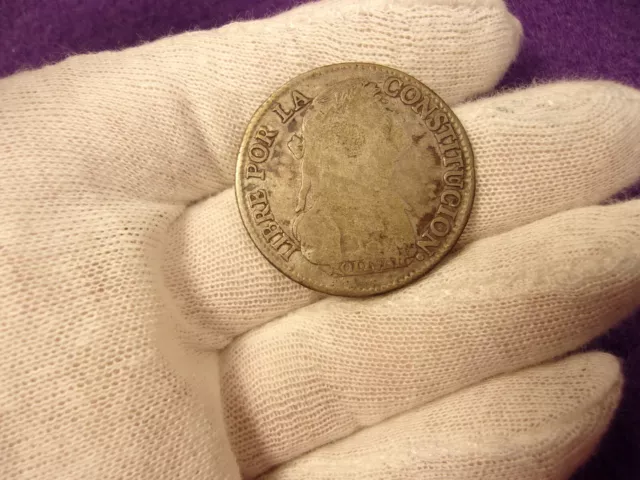EXTREMELY RARE 191yr old SILVER 1830 BOLIVIA 4 SOLES POST 5 YEARS SPANISH EMPIRE 2