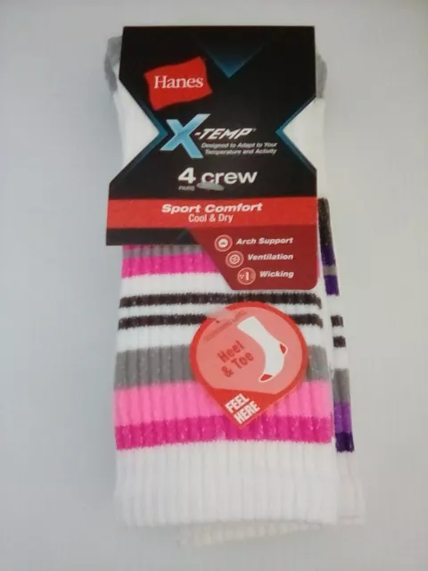 Hanes Women's X-Temp Active Crew Socks, Sport Comfort, Shoe Size 5-9, 4 pairs