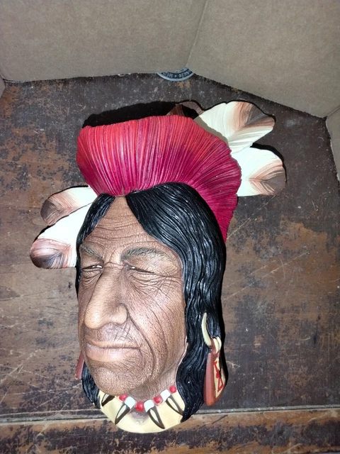 Bossons Chalkware Vintage Wall Decor Head Native American Tecumseh Indian Chief