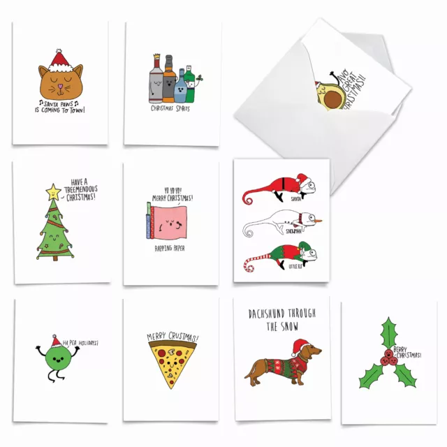 10 Merry Christmas Note Cards - Fun Christmas Puns M5079XSG-B1x10