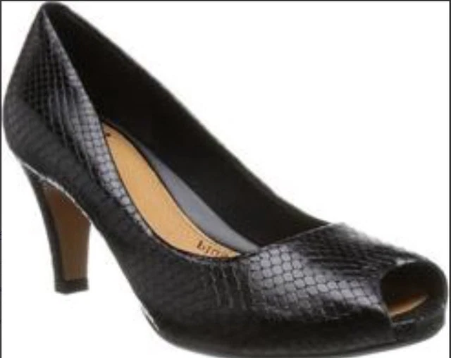 CLARKS CHORUS SING Nude Patent Leather Peep Toe Shoes Uk E Wide Fit £25.50 - PicClick