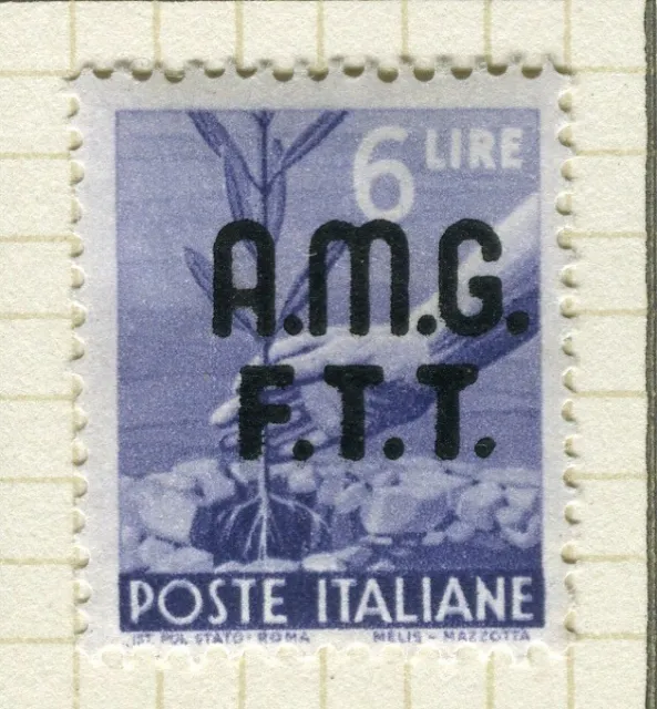 ITALY VENEZIA GIULIA; 1947 early AMG FTT Optd. Mint hinged 6L. value