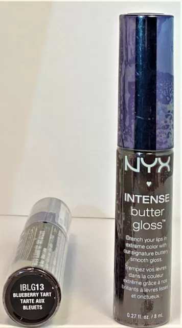 LOT OF (2) NYX Cosmetics Intense Butter Gloss #IBLG13 BLUEBERRY TART  FREE SHIP