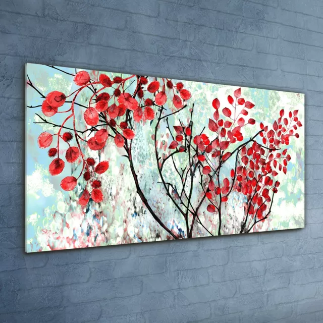 Druck auf Glas Wandbild Glasbilder 120x60 Malen Blätter Zweige Bunt