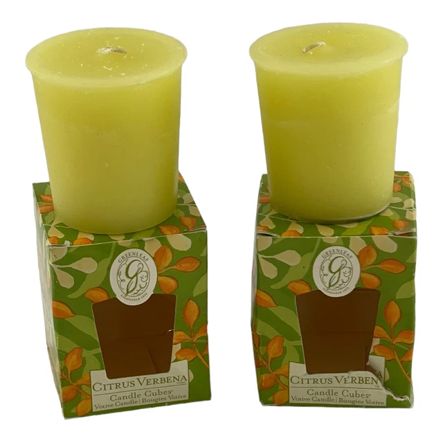 Greenleaf Candle Cube Citrus Verbena Votive 2005 2oz Set Of 2