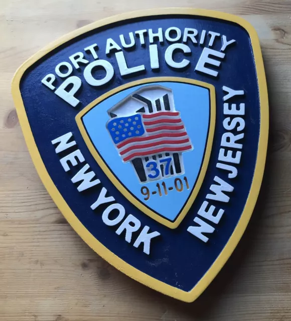 New York Port Authority 3D routed wood patch plaque Sign Custom carved 2