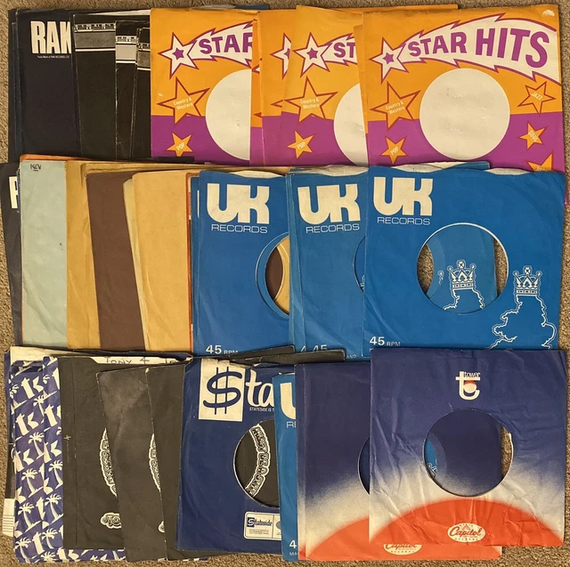 Jot Lot x 77 - 7" Assorted Original Company Sleeves Lables R to U - G to NM