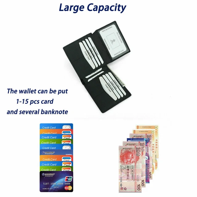 RFID Blocking Men's Carbon Fiber Leather Bifold Credit Card ID Holder Wallet US 3