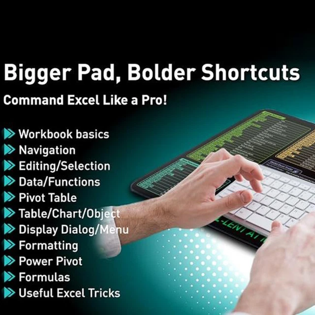 2025 EXCEL Cheat Sheet Desktop Mat Shortcuts Mouse Pad Shortcuts Wrist ...