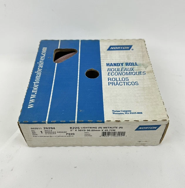 Norton Handy Roll 2" x 50 Yd 220 Grit Aluminum Oxide Shop Roll 26294 k225