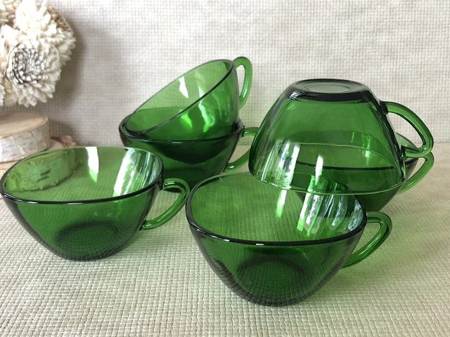 Service à café de 6 tasses en verre rose vintage Doré/Transparent