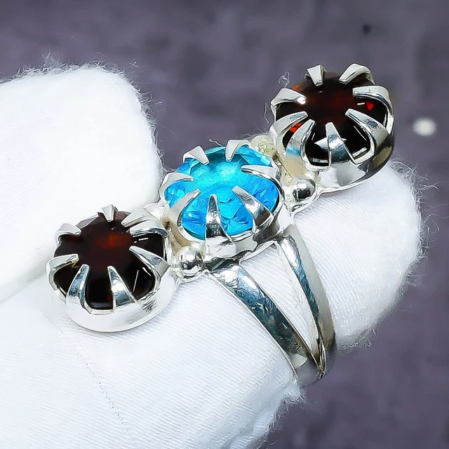 Swiss Blue Topaz, Topaz Gemstone 925 Sterling Silver Jewelry Ring Size 7 c508