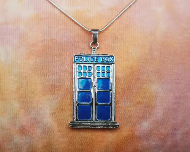 Tardis Necklace or Earrings, Blue Enamel Color Doctor Dr Who Police Box Jewelry