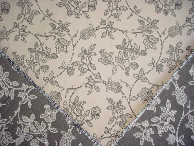 13-7/8Y Kravet Lee Jofa Floral Damask Grey White Drapery Upholstery Fabric 3
