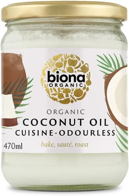 Biona Organic Coconut Oil 470ml - Cuisine Mild & Odourless - Dairy Free, Natura