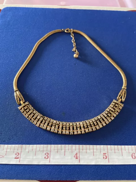 Vintage Art Deco Jewellery  Diamanté  Gold Tone Esha Randel  Drgm Necklace
