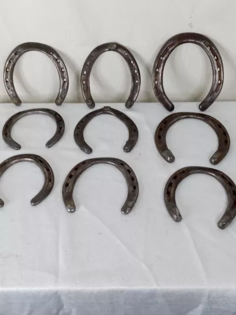 Vintage Lot Horse Shoe Rusty Weathered St Croix Barn Farm Decor Good Luck 9 Pcs.