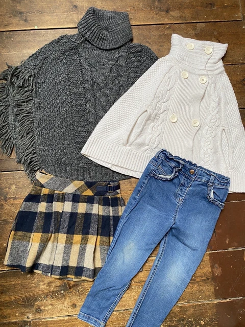 Girls bundle age 3-4 years Next Gap TU knit poncho tartan skirt jeans