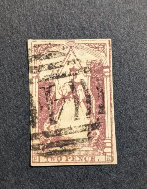 1854 Victoria State Stamp Queen On Throne Two Penny Imperf Stamp