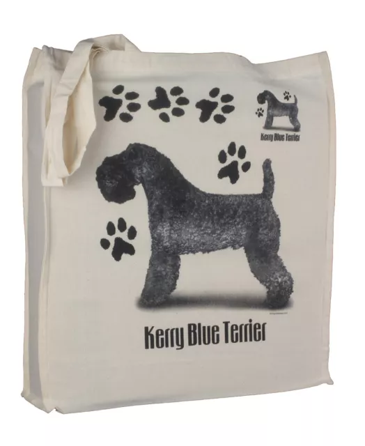 Kerry Blue Terrier Dog Paws Cotton ShoppingTote  Bag Gusset and Long Handles