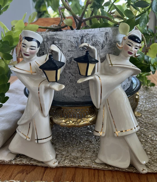 Vintage CERAMIC ARTS STUDIO Chinese Lantern Man & Woman Figurine Wall Deco 8” Vintage CERAMIC ARTS STUDIO Chinese Lantern Man & Woman Figurine Wall Deco 8”