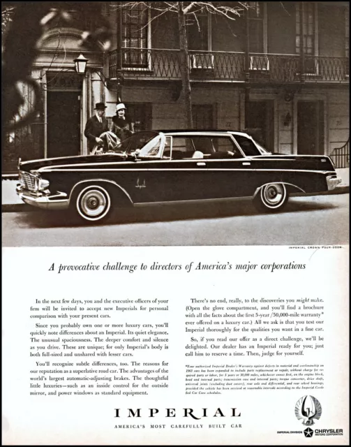 1963 Chrysler Imperial Crown four-door Car couple vintage photo print ad L60